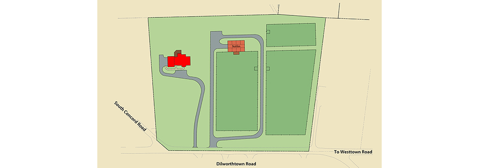 Map. Lots located on Dilworthtown Road between S. Concord & Westtown Roads in Thornbury, Delaware County