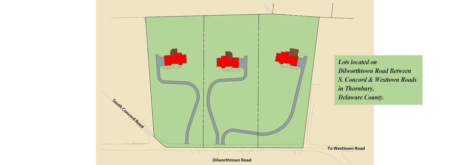 Map. Lots located on Dilworthtown Road between S. Concord & Westtown Roads in Thornbury, Delaware County